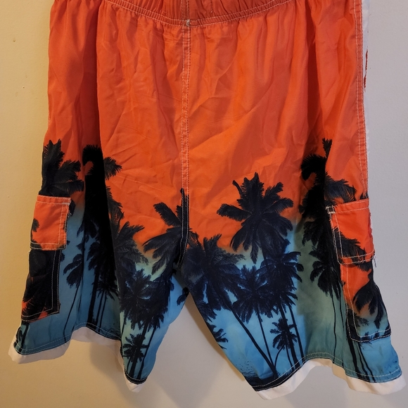 Ingear Est 1990 Orange Blue Palm Trees Swim Trunks Size Large - Picture 3 of 3